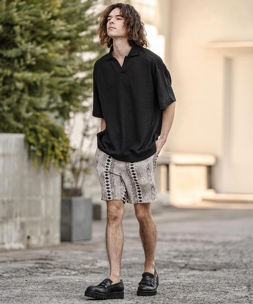 CAMBIO（カンビオ）の「mhs2577-メランジニットソースキッパーポロ（ポロシャツ・メンズ・ブラック/キナリ・M/L/XL）」の13枚目の写真