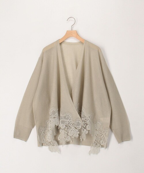 MICO COULIER(ミコクリエ)の「裾レース羽織りカーディガン(カーディガン/ボレロ・レディース・オフホワイト/ライトグレー・38)」の2枚目の写真