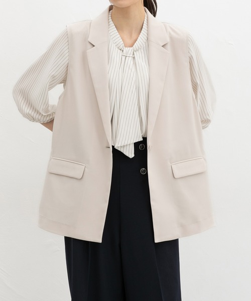 Honeys(ハニーズ)の「【ストレッチ・ウォッシャブル・イージーケア・接触冷感】テーラードジレ(ベスト・レディース・杢グレー/ライトグレー系/ネイビー/ブラック・3L/S/M/L/LL)」の4枚目の写真