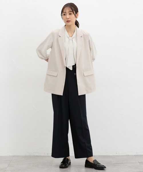 Honeys(ハニーズ)の「【ストレッチ・ウォッシャブル・イージーケア・接触冷感】テーラードジレ(ベスト・レディース・杢グレー/ライトグレー系/ネイビー/ブラック・3L/S/M/L/LL)」の7枚目の写真