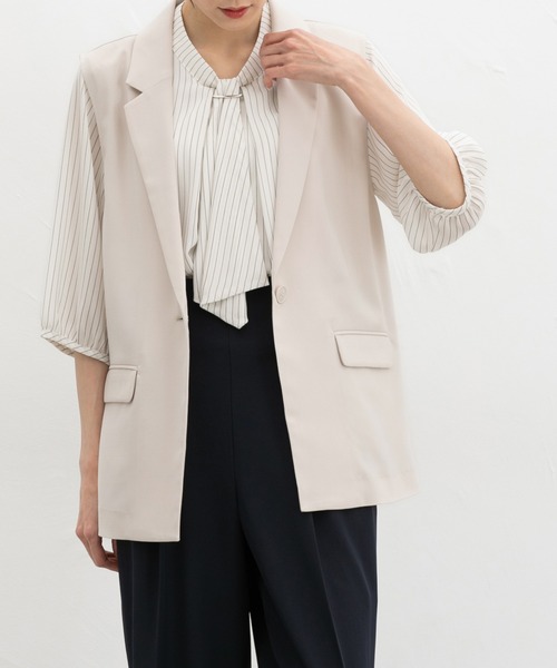 Honeys(ハニーズ)の「【ストレッチ・ウォッシャブル・イージーケア・接触冷感】テーラードジレ(ベスト・レディース・杢グレー/ライトグレー系/ネイビー/ブラック・3L/S/M/L/LL)」の8枚目の写真