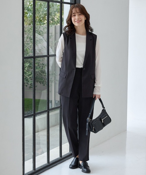 Honeys(ハニーズ)の「【ストレッチ・ウォッシャブル・イージーケア・接触冷感】テーラードジレ(ベスト・レディース・杢グレー/ライトグレー系/ネイビー/ブラック・3L/S/M/L/LL)」の10枚目の写真