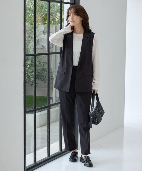 Honeys(ハニーズ)の「【ストレッチ・ウォッシャブル・イージーケア・接触冷感】テーラードジレ(ベスト・レディース・杢グレー/ライトグレー系/ネイビー/ブラック・3L/S/M/L/LL)」の11枚目の写真