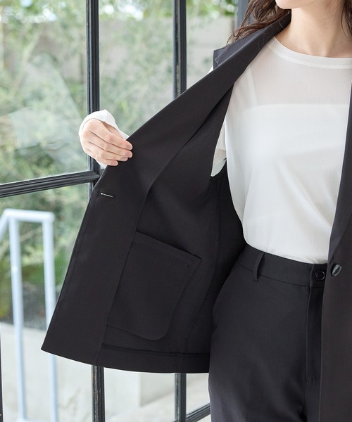 Honeys(ハニーズ)の「【ストレッチ・ウォッシャブル・イージーケア・接触冷感】テーラードジレ(ベスト・レディース・杢グレー/ライトグレー系/ネイビー/ブラック・3L/S/M/L/LL)」の14枚目の写真