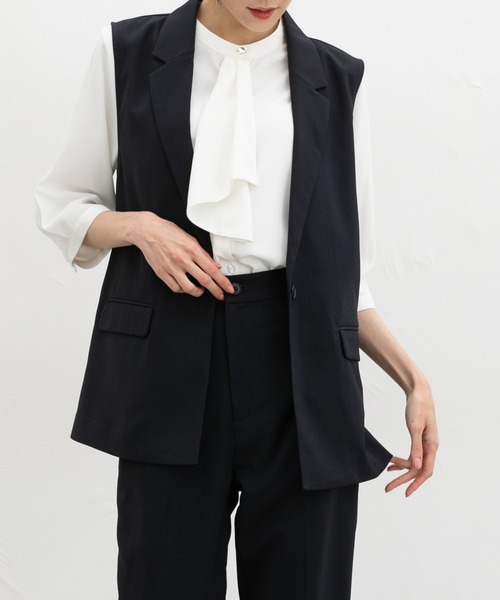 Honeys(ハニーズ)の「【ストレッチ・ウォッシャブル・イージーケア・接触冷感】テーラードジレ(ベスト・レディース・杢グレー/ライトグレー系/ネイビー/ブラック・3L/S/M/L/LL)」の16枚目の写真