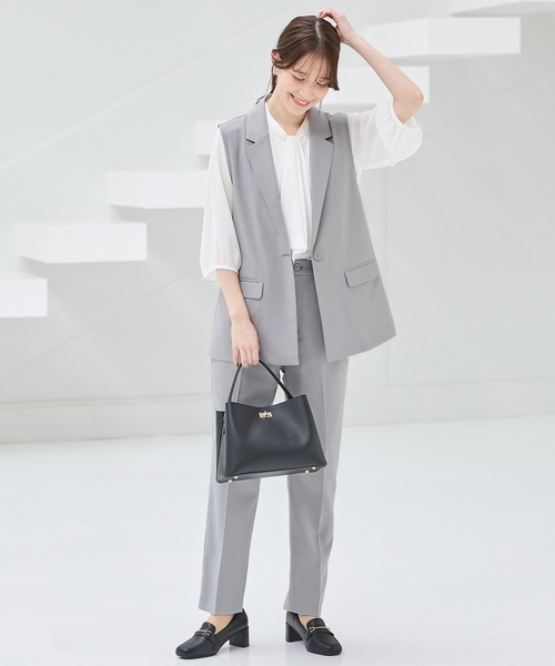 Honeys(ハニーズ)の「【ストレッチ・ウォッシャブル・イージーケア・接触冷感】テーラードジレ(ベスト・レディース・杢グレー/ライトグレー系/ネイビー/ブラック・3L/S/M/L/LL)」の18枚目の写真