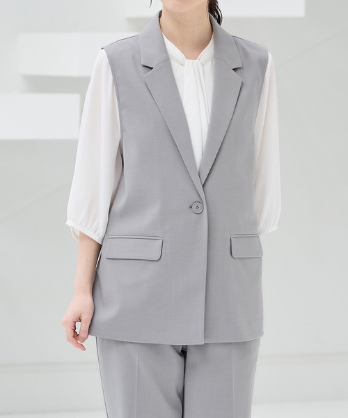 Honeys(ハニーズ)の「【ストレッチ・ウォッシャブル・イージーケア・接触冷感】テーラードジレ(ベスト・レディース・杢グレー/ライトグレー系/ネイビー/ブラック・3L/S/M/L/LL)」の21枚目の写真