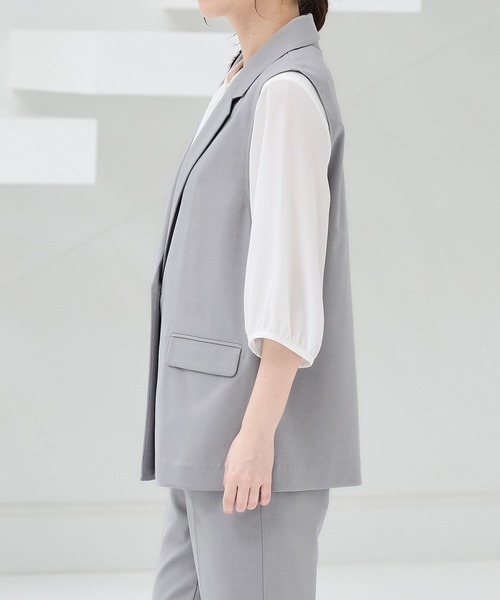 Honeys(ハニーズ)の「【ストレッチ・ウォッシャブル・イージーケア・接触冷感】テーラードジレ(ベスト・レディース・杢グレー/ライトグレー系/ネイビー/ブラック・3L/S/M/L/LL)」の22枚目の写真