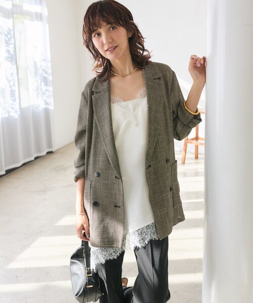 RIVE DROITE(リヴドロワ)の「予約【洗練されたムードに】カラミチェックオーバージャケット(テーラードジャケット・レディース・ブラウン/ブラック・FREE)」の15枚目の写真