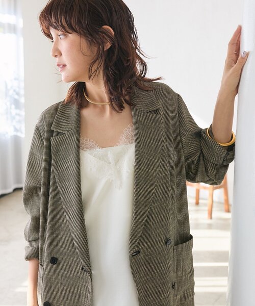 RIVE DROITE(リヴドロワ)の「予約【洗練されたムードに】カラミチェックオーバージャケット(テーラードジャケット・レディース・ブラウン/ブラック・FREE)」の9枚目の写真