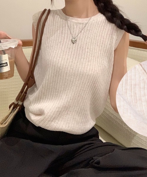 Miniministore(ミニミニストア)の「サマーニットタンクトップ 背中開き 夏服(タンクトップ・レディース・ライトベージュ/ピンク/レッド/ブラック/イエロー×グリーン/ブルーグレー・FREE)」の9枚目の写真