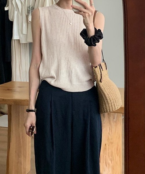 Miniministore(ミニミニストア)の「サマーニットタンクトップ 背中開き 夏服(タンクトップ・レディース・ライトベージュ/ピンク/レッド/ブラック/イエロー×グリーン/ブルーグレー・FREE)」の10枚目の写真