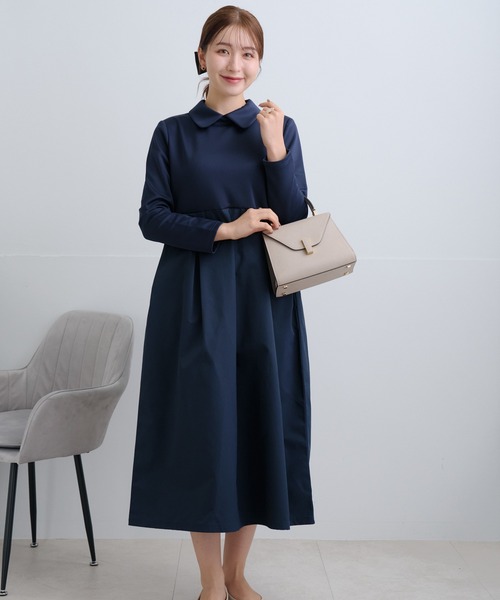 Neige(ネージュ)の「丸襟タフタ切替ワンピース(ワンピース・レディース・ブラック/ネイビー・ONE SIZE)」の13枚目の写真