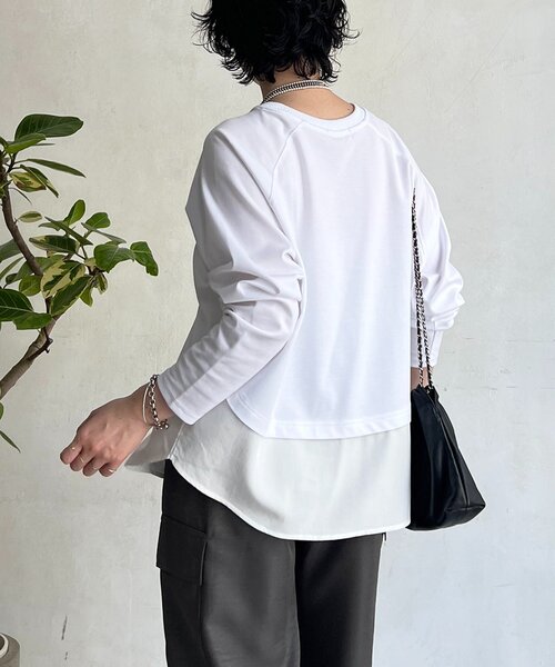un dix cors(アンディコール)の「異素材裾切り替プルオーバー(Tシャツ/カットソー・レディース・オフホワイト/ライトグレー/ネイビー・FREE)」の5枚目の写真