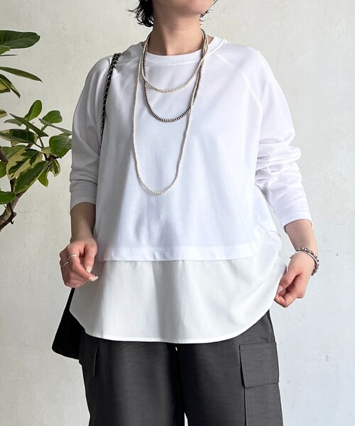 un dix cors(アンディコール)の「異素材裾切り替プルオーバー(Tシャツ/カットソー・レディース・オフホワイト/ライトグレー/ネイビー・FREE)」の13枚目の写真