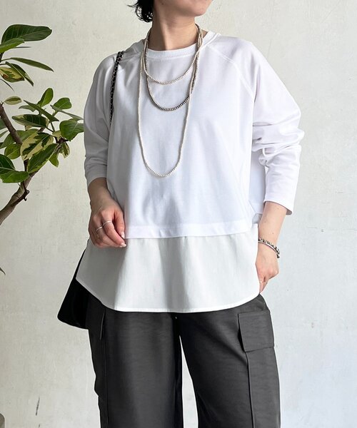 un dix cors(アンディコール)の「異素材裾切り替プルオーバー(Tシャツ/カットソー・レディース・オフホワイト/ライトグレー/ネイビー・FREE)」の14枚目の写真