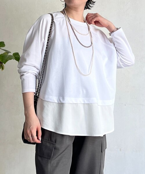un dix cors(アンディコール)の「異素材裾切り替プルオーバー(Tシャツ/カットソー・レディース・オフホワイト/ライトグレー/ネイビー・FREE)」の15枚目の写真