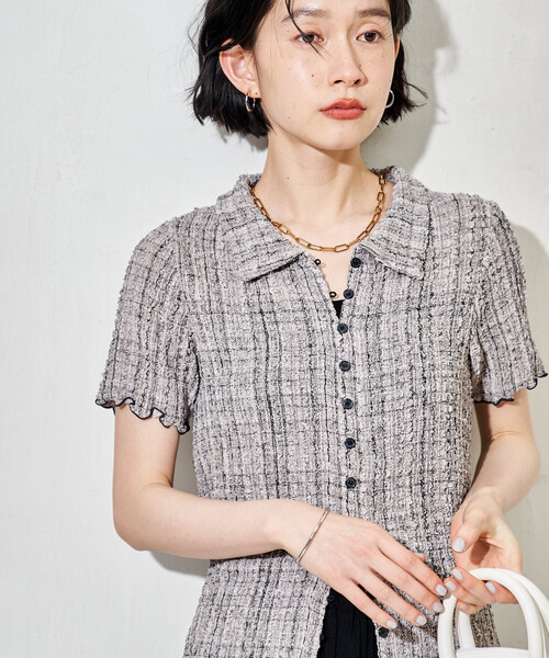 FREAK'S STORE(フリークスストア)の「チェック ポコポコ 半袖ブラウス/ 半袖カーディガン(シャツ/ブラウス・レディース・ブラウン/ブルー/イエロー/グレー・フリ-)」の19枚目の写真