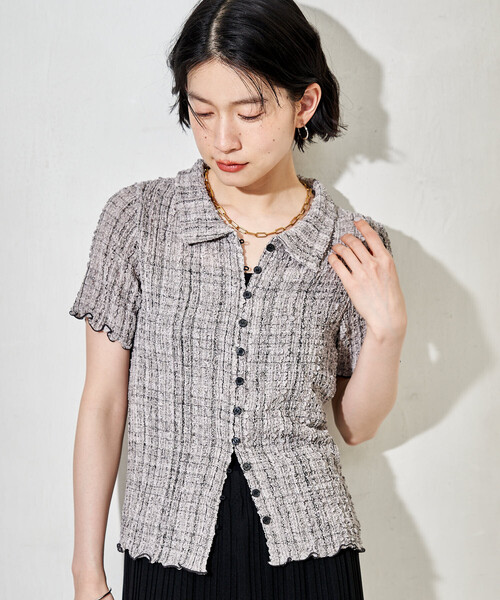 FREAK'S STORE(フリークスストア)の「チェック ポコポコ 半袖ブラウス/ 半袖カーディガン(シャツ/ブラウス・レディース・ブラウン/ブルー/イエロー/グレー・フリ-)」の20枚目の写真