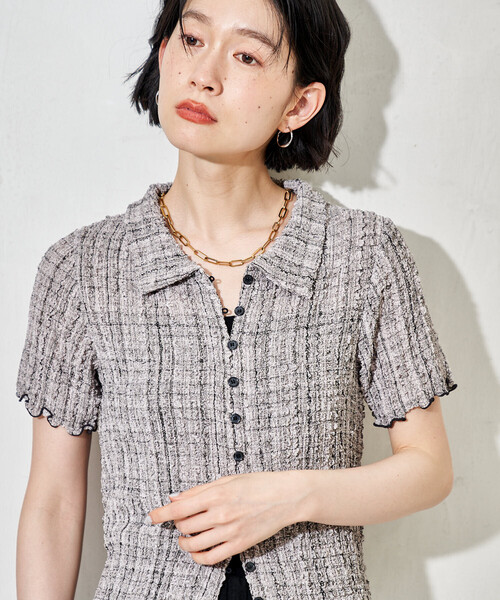 FREAK'S STORE(フリークスストア)の「チェック ポコポコ 半袖ブラウス/ 半袖カーディガン(シャツ/ブラウス・レディース・ブラウン/ブルー/イエロー/グレー・フリ-)」の21枚目の写真