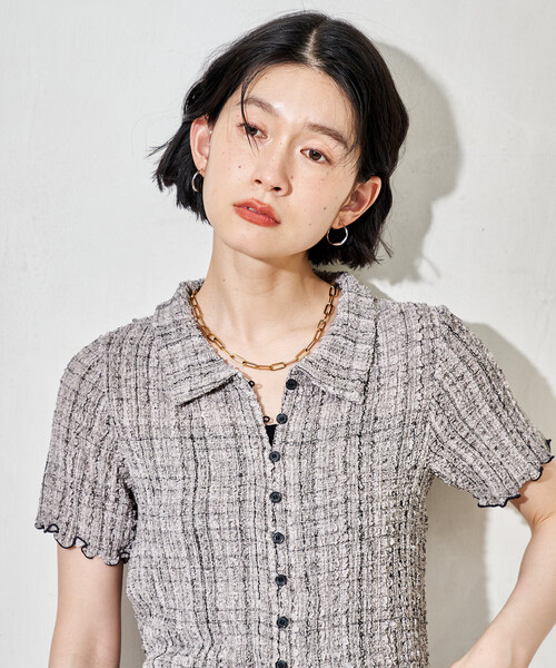 FREAK'S STORE(フリークスストア)の「チェック ポコポコ 半袖ブラウス/ 半袖カーディガン(シャツ/ブラウス・レディース・ブラウン/ブルー/イエロー/グレー・フリ-)」の22枚目の写真