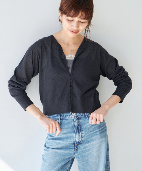 IENA(イエナ)の「フロッキードットミニカーディガン(カーディガン/ボレロ・レディース・ホワイト/ネイビー・FREE)」の16枚目の写真