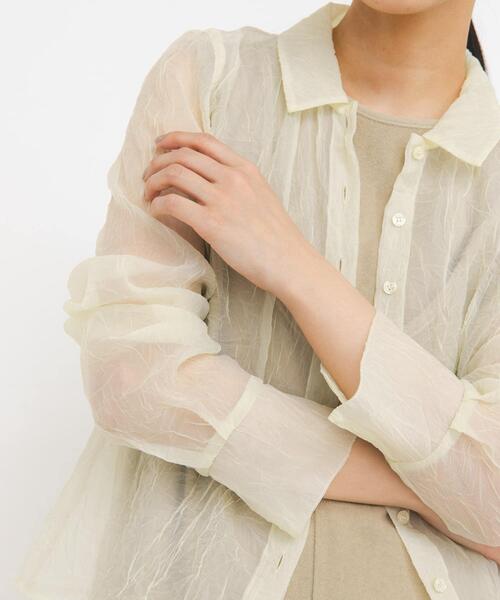 KBF（ケイビーエフ）の「ワッシャーシアーシャツ（シャツ/ブラウス・レディース・グレー/アイボリー/ピンク・ONE）」の4枚目の写真