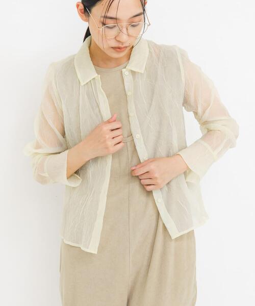 KBF（ケイビーエフ）の「ワッシャーシアーシャツ（シャツ/ブラウス・レディース・グレー/アイボリー/ピンク・ONE）」の5枚目の写真