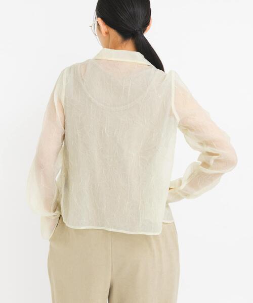 KBF（ケイビーエフ）の「ワッシャーシアーシャツ（シャツ/ブラウス・レディース・グレー/アイボリー/ピンク・ONE）」の7枚目の写真