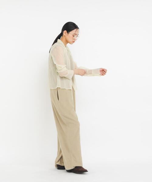 KBF（ケイビーエフ）の「ワッシャーシアーシャツ（シャツ/ブラウス・レディース・グレー/アイボリー/ピンク・ONE）」の9枚目の写真