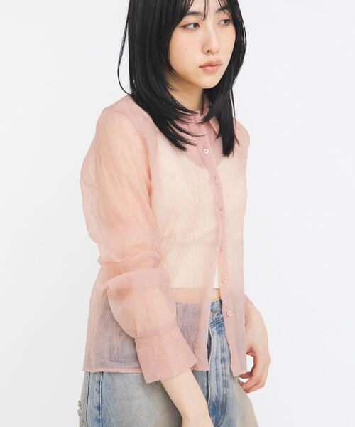 KBF（ケイビーエフ）の「ワッシャーシアーシャツ（シャツ/ブラウス・レディース・グレー/アイボリー/ピンク・ONE）」の14枚目の写真