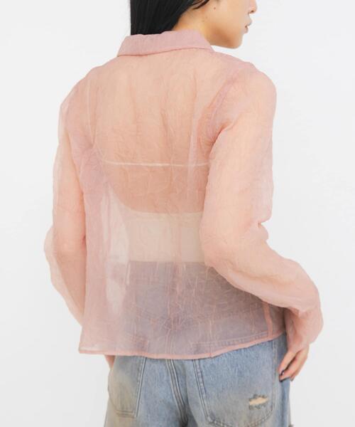 KBF（ケイビーエフ）の「ワッシャーシアーシャツ（シャツ/ブラウス・レディース・グレー/アイボリー/ピンク・ONE）」の16枚目の写真