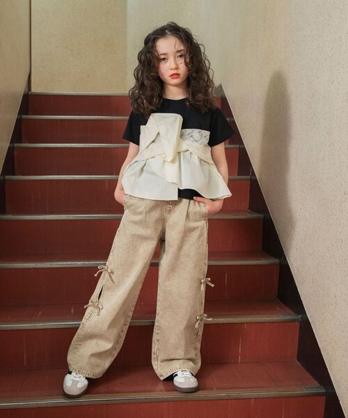 EDWIN（エドウィン）の「【Ou? by EDWIN】サイドリボンデニムパンツ（デニムパンツ・キッズ・ブルー/ベージュ・150/90/100/140/110/120/130）」の10枚目の写真