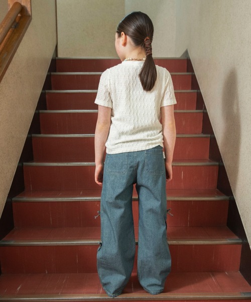 EDWIN（エドウィン）の「【Ou? by EDWIN】サイドリボンデニムパンツ（デニムパンツ・キッズ・ブルー/ベージュ・150/90/100/140/110/120/130）」の6枚目の写真