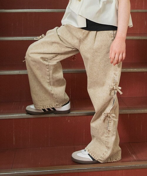 EDWIN（エドウィン）の「【Ou? by EDWIN】サイドリボンデニムパンツ（デニムパンツ・キッズ・ブルー/ベージュ・150/90/100/140/110/120/130）」の16枚目の写真