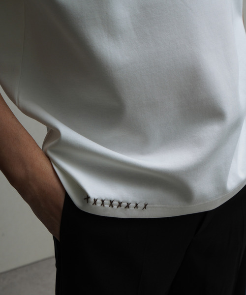 NILWAY（ニルウェイ）の「スムース ハンドステッチ刺繍 クルーTシャツ（Tシャツ/カットソー・メンズ・ボルドー/ブラック/ベージュ/オフホワイト・LARGE/MEDIUM/X-LARGE）」の7枚目の写真