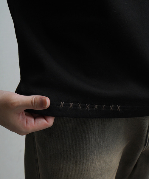 NILWAY（ニルウェイ）の「スムース ハンドステッチ刺繍 クルーTシャツ（Tシャツ/カットソー・メンズ・ボルドー/ブラック/ベージュ/オフホワイト・LARGE/MEDIUM/X-LARGE）」の10枚目の写真