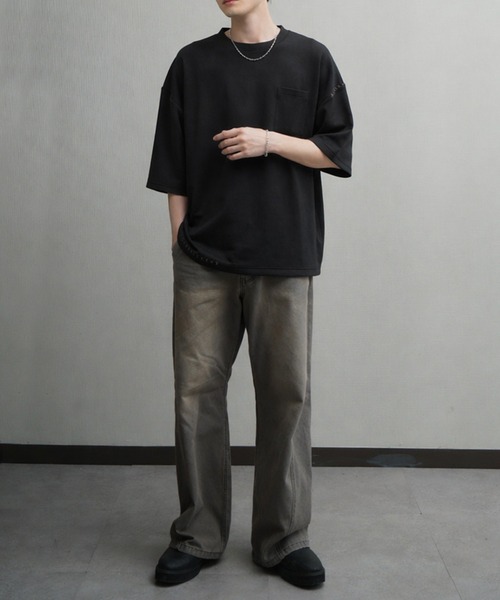NILWAY（ニルウェイ）の「スムース ハンドステッチ刺繍 クルーTシャツ（Tシャツ/カットソー・メンズ・ボルドー/ブラック/ベージュ/オフホワイト・LARGE/MEDIUM/X-LARGE）」の15枚目の写真