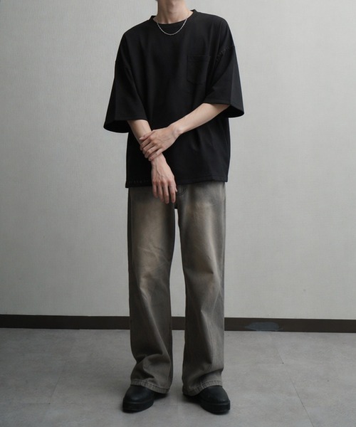 NILWAY（ニルウェイ）の「スムース ハンドステッチ刺繍 クルーTシャツ（Tシャツ/カットソー・メンズ・ボルドー/ブラック/ベージュ/オフホワイト・LARGE/MEDIUM/X-LARGE）」の16枚目の写真
