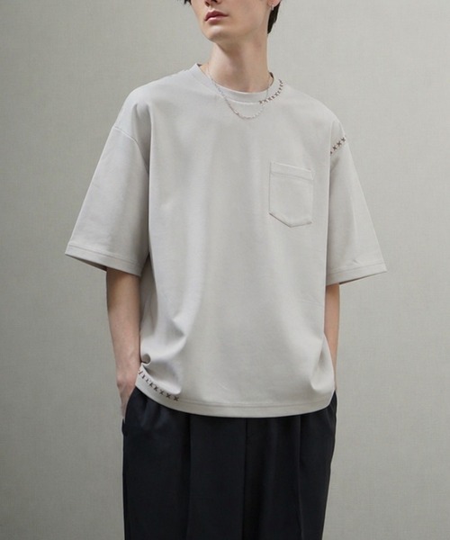 NILWAY（ニルウェイ）の「スムース ハンドステッチ刺繍 クルーTシャツ（Tシャツ/カットソー・メンズ・ボルドー/ブラック/ベージュ/オフホワイト・LARGE/MEDIUM/X-LARGE）」の19枚目の写真