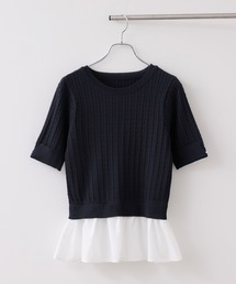 VIS | レイヤードケーブルハーフスリーブニット(ニット/セーター)