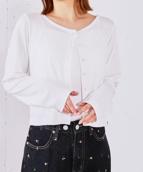 archives(アルシーヴ)の「ハートボタンハリヌキカットカーディガン(カーディガン/ボレロ・レディース・グレー・MEDIUM)」の13枚目の写真