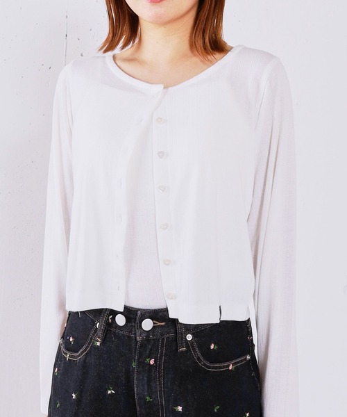 archives(アルシーヴ)の「ハートボタンハリヌキカットカーディガン(カーディガン/ボレロ・レディース・グレー・MEDIUM)」の14枚目の写真