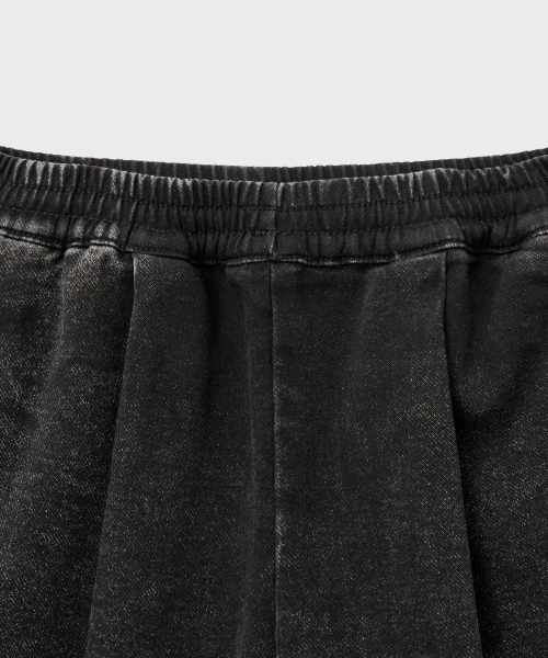 MUSINSA STANDARD KIDS（ムシンサスタンダードキッズ）の「デニムジャージーワンタックワイドバンディングショーツ[ウォッシュドブラック]（その他パンツ・レディース・その他・110/120/130/140/150/160）」の5枚目の写真