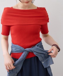 VIS（ビス）の「サイドギャザーオフショル5分袖ニット（ニット/セーター）」
