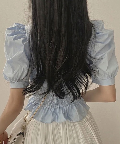 Girly Doll(ガーリードール)の「スクエアネックパフスリーブブラウス(シャツ/ブラウス・レディース・ブラック/ホワイト/イエロー/ブルー・F)」の8枚目の写真