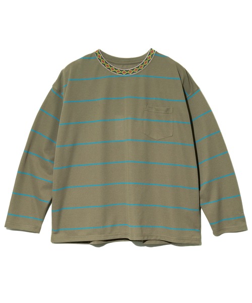NANGA(ナンガ)の「NANGA/ナンガ RINGER COLLAR PANEL L/S TEE(Tシャツ/カットソー・メンズ・カーキ/ライトブルー・LARGE/MEDIUM/X-LARGE)」の12枚目の写真