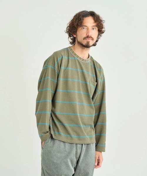 NANGA(ナンガ)の「NANGA/ナンガ RINGER COLLAR PANEL L/S TEE(Tシャツ/カットソー・メンズ・カーキ/ライトブルー・LARGE/MEDIUM/X-LARGE)」の15枚目の写真