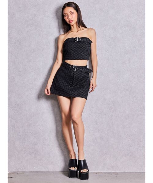 GYDA（ジェイダ）の「Glitter printスカートライクショートパンツ【セットアップ着用可能】（スカート・レディース・ブラック/オフホワイト・FREE）」の7枚目の写真