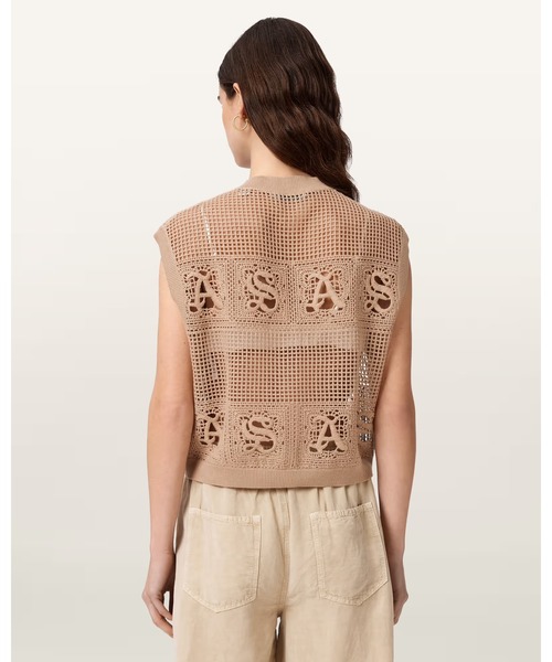 ALLSAINTS(オールセインツ)の「KYRA OPEN KNIT CROCHET COTTON WAISTCOAT | KYRA オープン ニット クロシェ コットン ウエストコート(ベスト・レディース・ピンク系その他・XS/M/S)」の5枚目の写真